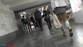 Free upskirt video with nice girl in jean skirt