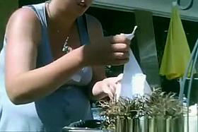 Woman with large breasts