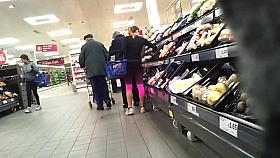 Tight supermarket spandex asses