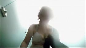 Voyeur peeps a woman wiping off