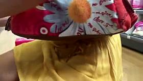 Young mommy has her white panties caught on tape