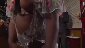 Bbw ebony slut gagged with huge dick in public