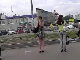 Blonde nice ass and panties upskirted