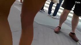 Following a short dress cutie through the city