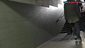 Great upskirting of doll in underground