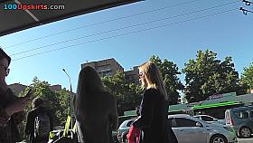 Skinny-bum slim chick caught wearing in upskirt vid