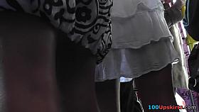 Very erotic upskirts on the Russian bus