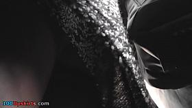 Slim dark-haired chick presented in hot upskirts