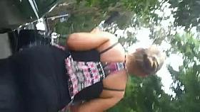 Big and smooth nice ass in skirt