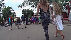 Seductive ass in loose bodysuit