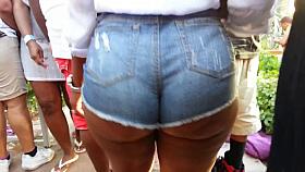 Kewl Darksome Arse in Cut off Jean Shorts