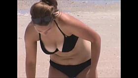 huge jiggly beach boobs caught lotioning