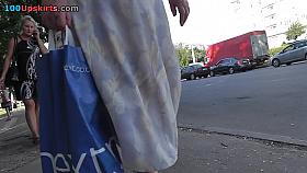 Astonishing blonde MILF in the up skirt action