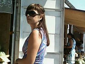 Colorfull costume upskirt