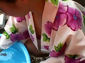 Hot japanese woman reveals her sexy downblouse