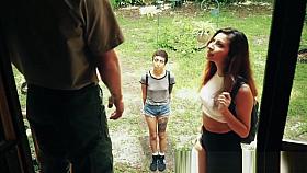 Hardfucked teen facialized by raving ranger