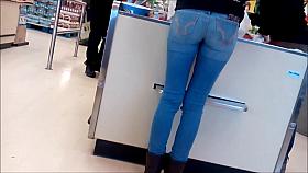 Tight Teen ass at grocery store Hidden cam