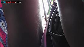 Hawt denim upskirt on a rush hour