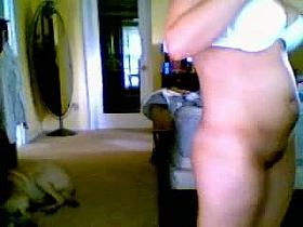 Mature busty babe with hairy pussy changing on hidden cam