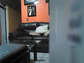 Home from work and banging his girl on the couch