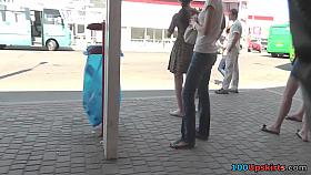 A-line skirt on the skinny butt in accidental upskirt