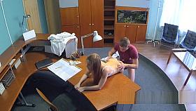 Sexy nurse fucks at reception desk