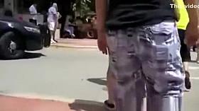 Nice ass in blue jeans shorts...