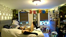 your girlfriend orgasms with vibrator while you watch through pet cam