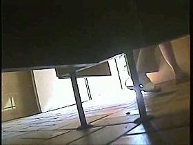 Real amateur fem was caught from above pissing on toilet