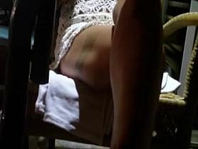 Upskirt sitting no panties