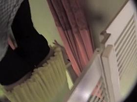 Real hottie with her pantyhose slid down in fitting room