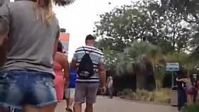 Denim short blonde slut