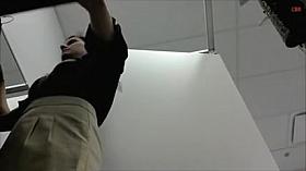 Spy cam girl in black lingerie in the changing room