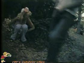 She's not shy when pissing at outdoor party