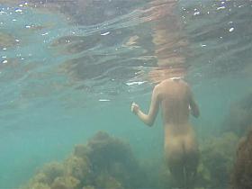 naked woman underwater