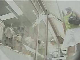 Two hot upskirt babes for the price of one