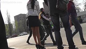 Woman was going home and caught on upskirt spy camera