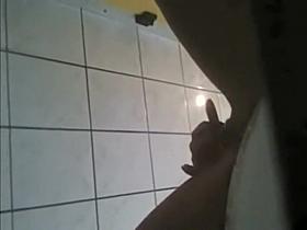 Naked girl scared while fingering pussy