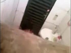 Wild lesbian pussy eating filmed through bathroom window