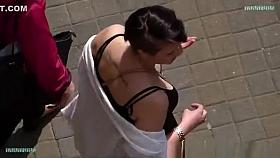 Insight into the neckline of a drunken girl