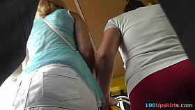 Round ass peeping from up the petticoat