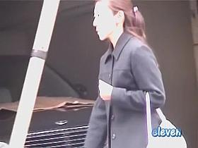 Pony-tailed Asian woman makes loud sound during sharking adventure