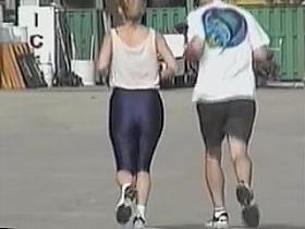 My neighbor housewife is running in candid sports shorts 06zm