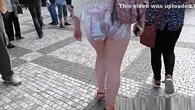 Girl with a big ass in tight shorts