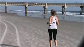 candid young milf jogging slow motion 46, nice tits