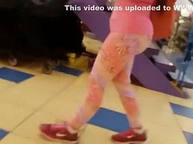 Tattooed big ass in close look