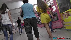 Peek up petticoat of this honeys yellow suit