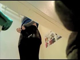 Sexy teen in fitting room changes but keeps her tights on