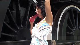 Hot MILF Fucks Herself With Dildo Next To Railroad Tracks