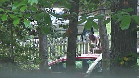 Teen neighbor's mom in yard